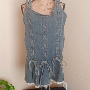 DOLLSKILL CURRENT MOOD XXL LITTLE MISS ATTITUDE MINI DRESS DENIM